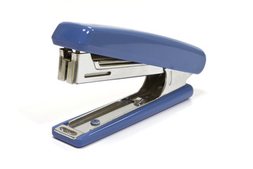 Blue stapler isolated on white