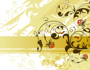 Grunge paint flower background with stripes, vector