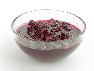 candied cherries jam in glass pot