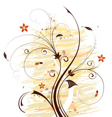 Grunge paint flower background, vector illustration