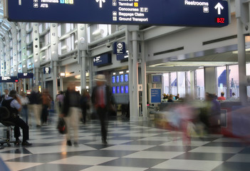 View of a busy airport terminal