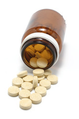 Bottle of Pills on white Background