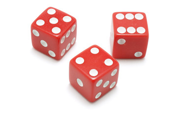 Red Dice on White Background