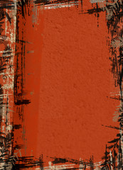 Rusty pipe against stone wall (out of focus)