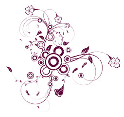 Abstract floral chaos with circles, vector illustration