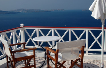 greek island patio with incredible view santorini greece