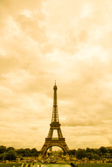 Fototapeta na wymiar Eiffel Tower in Paris in sepia tone