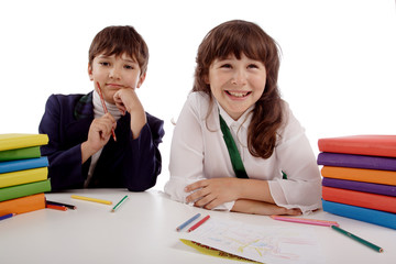 Portrait of a styled children. Theme: education..