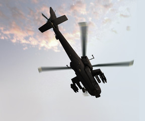 Photoreal 3D render of Apache helicopter