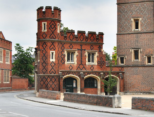 Historic Red Brick Building in an English Town