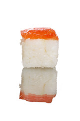 sushi, nigirizushi with salmon topping.