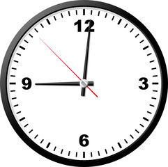 Office clock. Vector illustration. Isolated  white background. 
