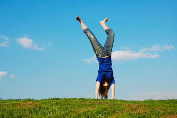 Cartwheel on meadow