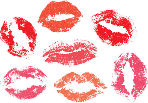 Print of lips, kiss, vector