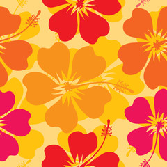 Hibiscus seamless pattern, vector