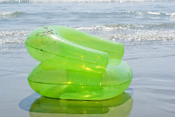 Plastic comfortable puff in the sea