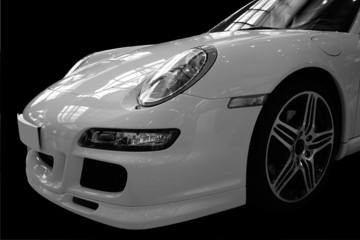 Front of white sports car