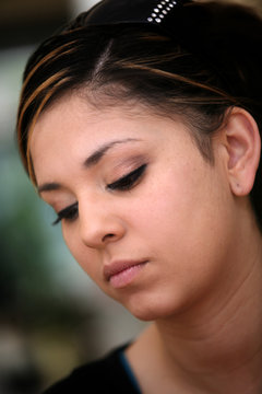 Close-up Portrait Of A Sad Teen Girl