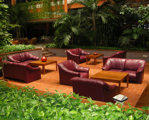  lounge area in lobby of Caribbean resort hotel