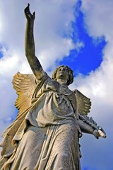angelic victory statue on the blue sky background