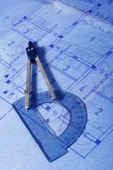 Fototapeta premium Architecture blueprint document. Engineering concept
