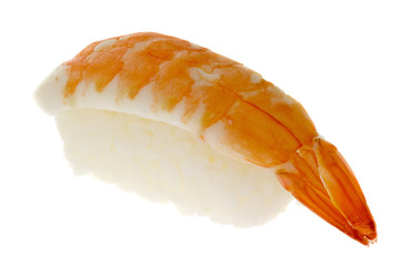 Fototapeta premium Japanese food - Ebi nigiri isolated on white background..