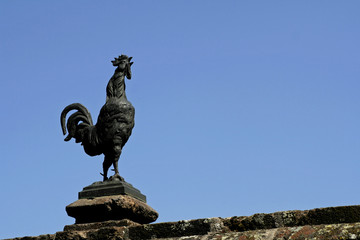 sculptured cock on blue sky