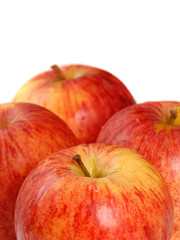 Fototapeta na wymiar Four organic gala apples with a shallow depth of field 