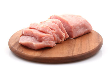 boneless pork loin on board - isolated on white - 3773585