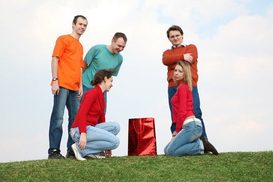 group of people with shopping bag