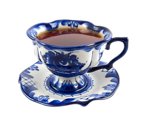 teacup with tea isolated on white