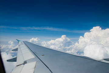 Fototapeta na wymiar above the white clouds in a plane