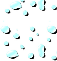 Fototapeta na wymiar pale blue water drops on a white background