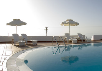 greek islands hotel swimming pool high key