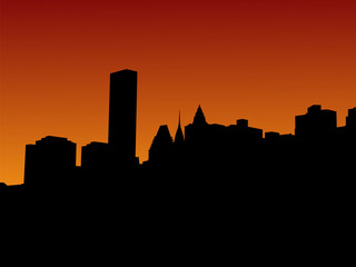 Naklejka premium midtown Manhattan at sunset
