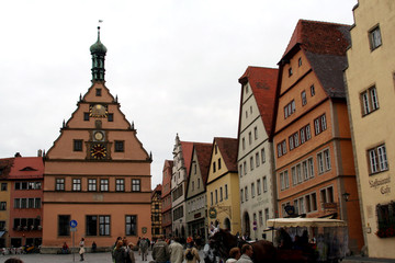 Obraz premium Town Square, Rothenburg ob der Tauber, medieval old town