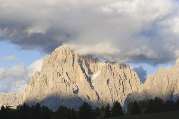Panoramic view of the Langkofel at sunset - Dolomites - Italy