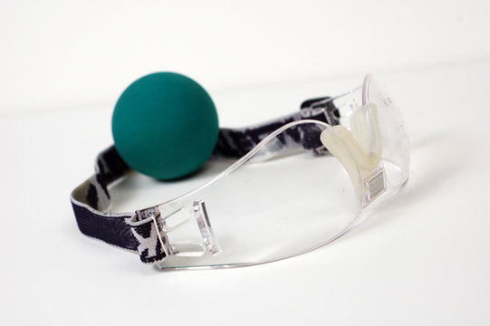 Racquetball gear on a white background.