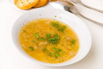Beef Soup with Slices of Beef and Vegetable