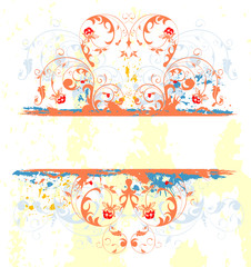 Grunge paint flower frame, vector illustration