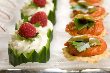 Delicious party snacks on a plate ready to be served