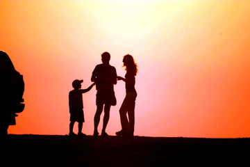 Family on sundown