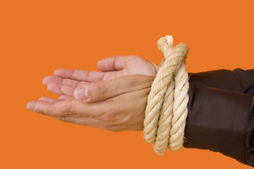 an arrested businessman begging for his life
