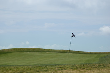 Fototapeta na wymiar golf field with flagpole