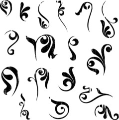 Set of grunge floral elements, vector