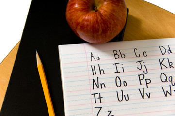 alphabet on desk