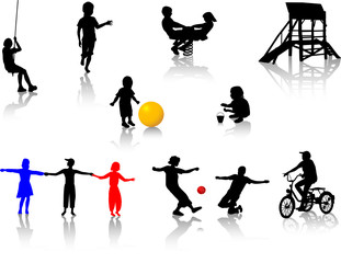 Silhouette of playing children 