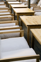 Obraz na płótnie Canvas Wooden furniture in the restaurant
