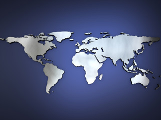 Fototapeta na wymiar Metallic world map