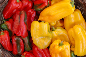 red and yellow peppers